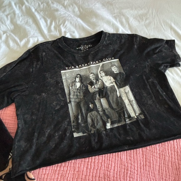 Black Graphic Cropped Tee with The Breakfast Club Print - Picture 1 of 3